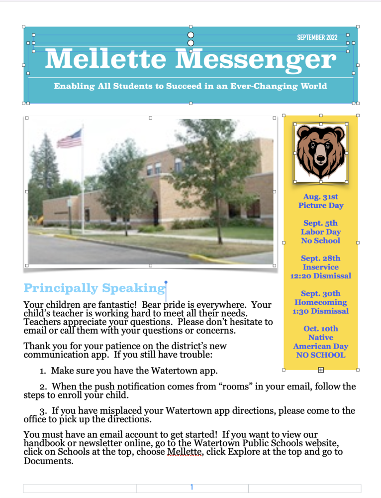 September 20, 2022 Mellette Elementary