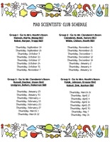 Mad Scientists' Club Schedule